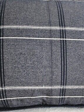 UGG Reversible King Pillow Sham Cover Only Blk Plaid & Dark Gray Faux Fur Euc